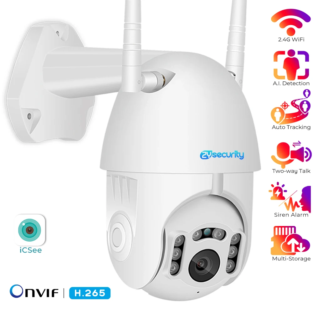 

1080P Outdoor WiFi Security Camera Auto Tracking PTZ Camera IR Night Vision Two-way Talk Wireless Onvif Surveillance IP Cameras