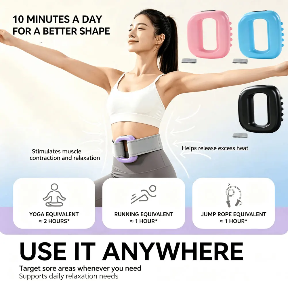 High Intensity Fascia Ring Massager Cordless Deep Tissue Vibration Massager with Portable Belt for Waist Home Gym Lose Weight