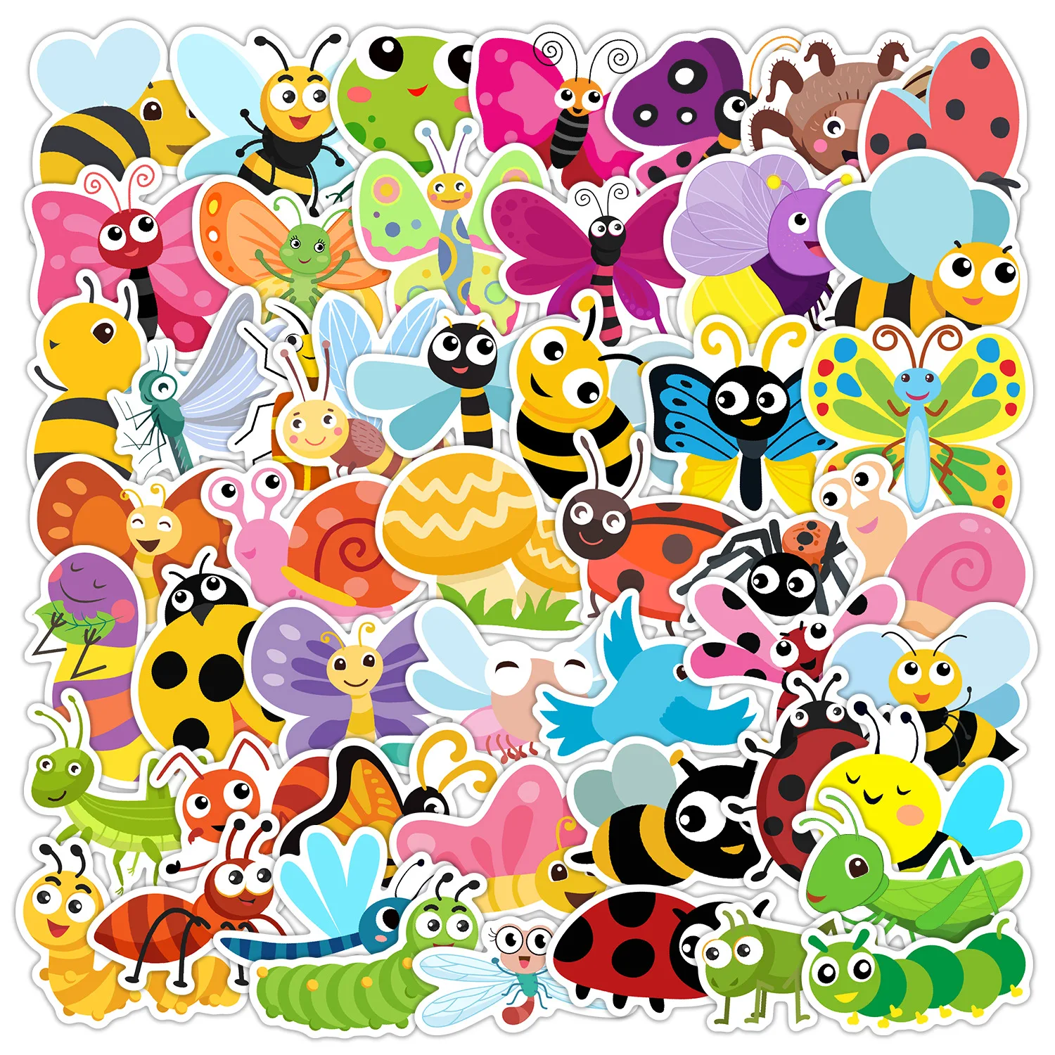 10/30/50 PIÈCES Mignon Insectes Autocollants Dessin Animé Animal Autocollants Enfants Jouets BRICOLAGE Réfrigérateur Bagages Ordinateur Portable Guitare Voiture Vélo Planche À Roulettes Autocollant