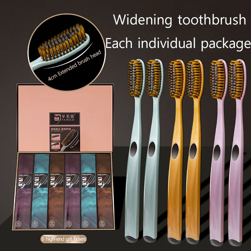 

6PC U-shaped Extended Soft Bristled Toothbrush Adults Household Manual Cleaning Toothbrush Each Individual Package Easy To Carry