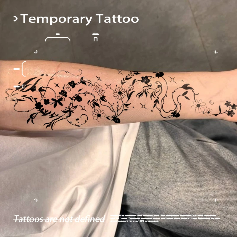 

Bohemian Vine Flower Dragon Herbal Juice Tattoo Sticker Sexy Hot Girl Temporary Tattoo Arm Waterproof Fake Tattoo Party Gift Y2K