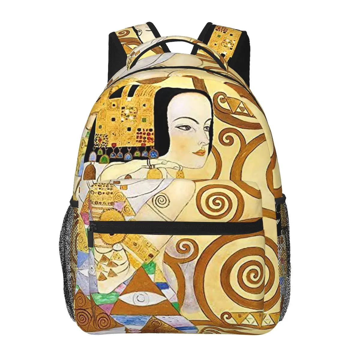 

Gustav Klimt La Espera Backpacks Boys Girls Bookbag Students School Bags Cartoon Travel Rucksack Shoulder Bag Large Capacity