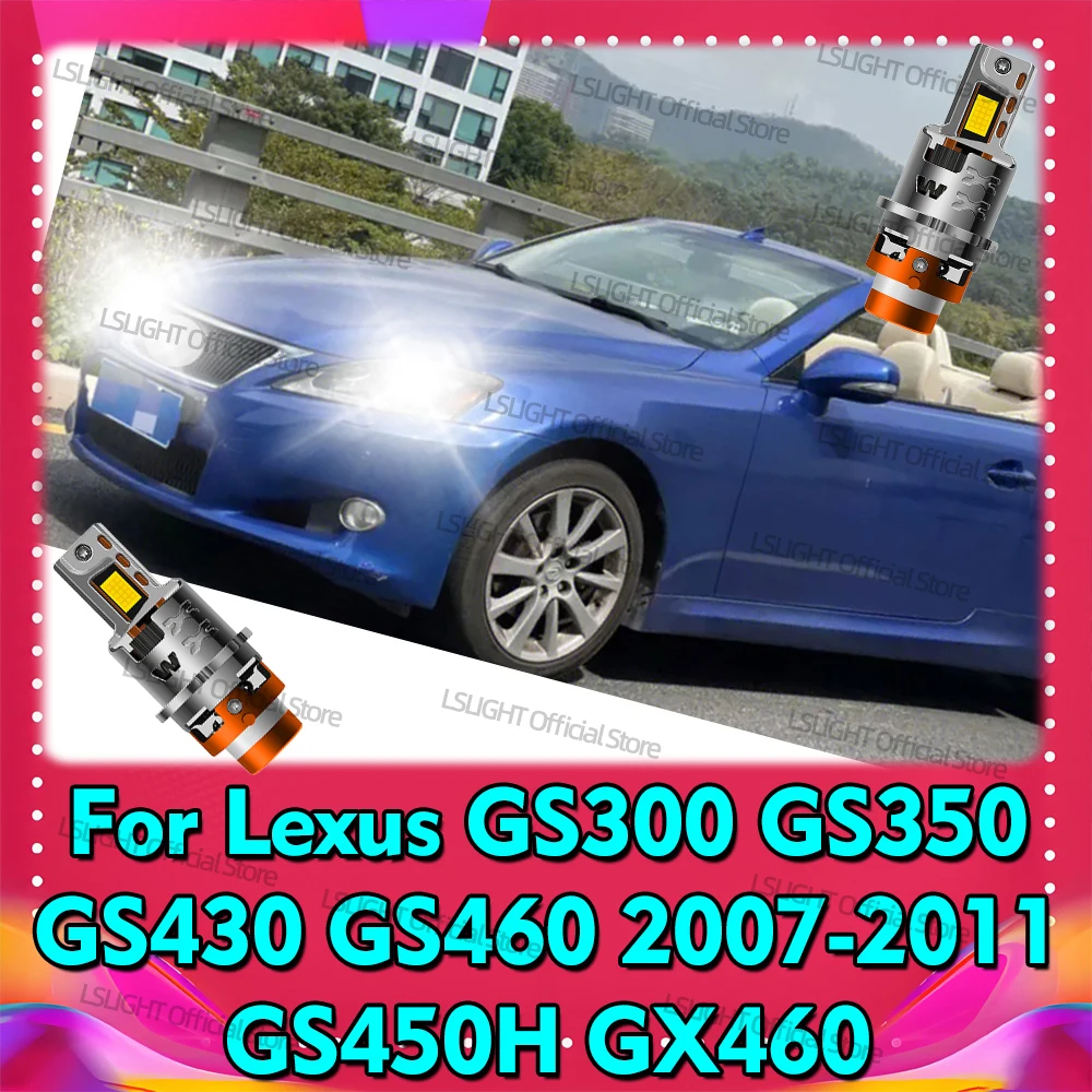 

2x For Lexus GS300 GS350 GS430 GS460 2007-2011 GS450H GX460 2009-2012 HID to LED Headlight Bulbs D4S D4R 30000LM 6000K Plug&Play