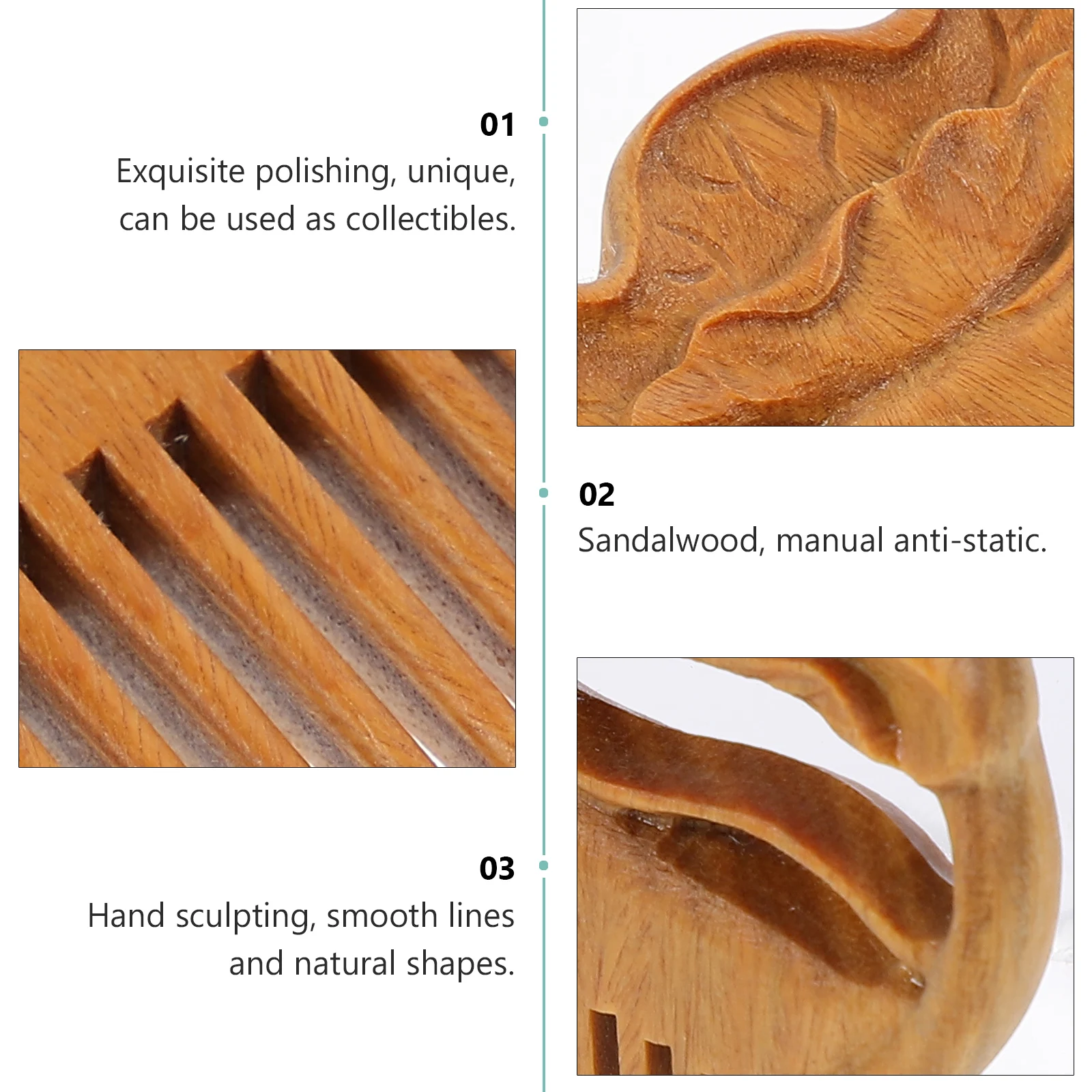 

1pc Sandalwood Comb For Hair Polished Teeth Wide Tooth Detangling Comb Comfort Grip Anti-Static Frizz Free Hair Care Stylish