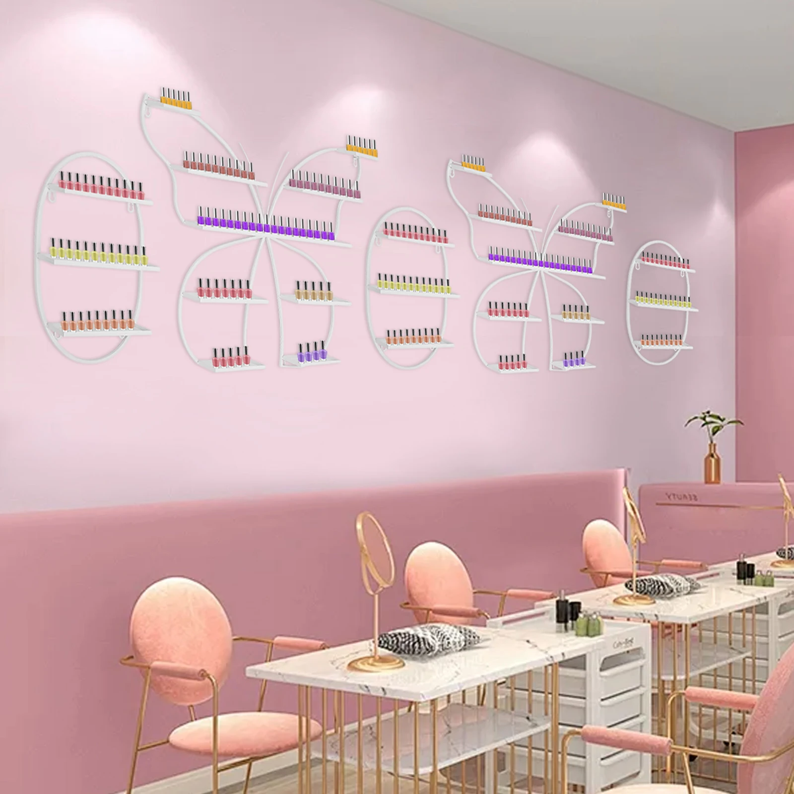 

5PCS Butterfly Nail Polish Rack Wall-mounted Essential Oil Organizer for nail polish cosmetics bottles perfume lipstick glasses
