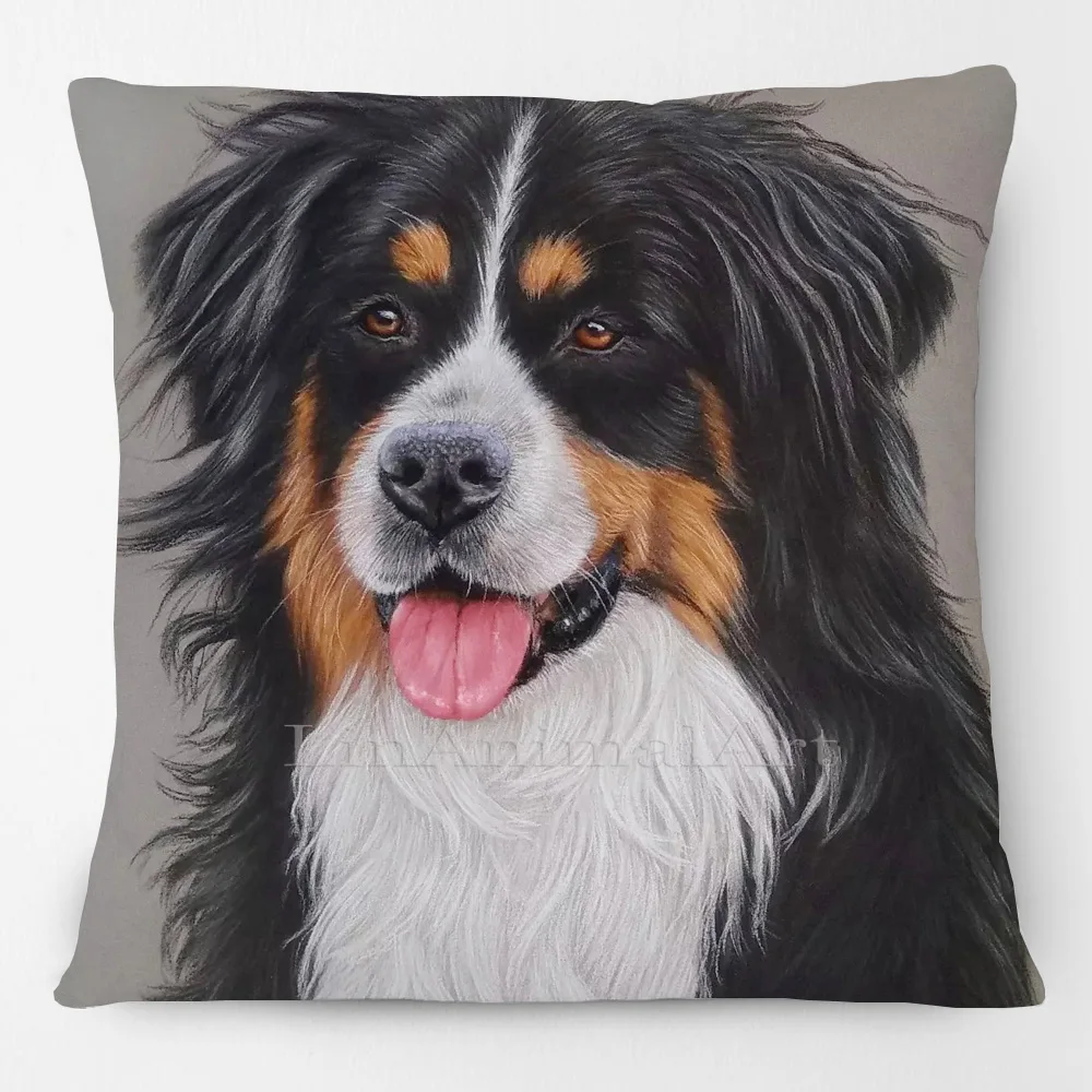 Bernese Mountain Dog  Jack Russell Border Collie Poster Cushion Cover Bedroom Decorative Pillow Case - view 3