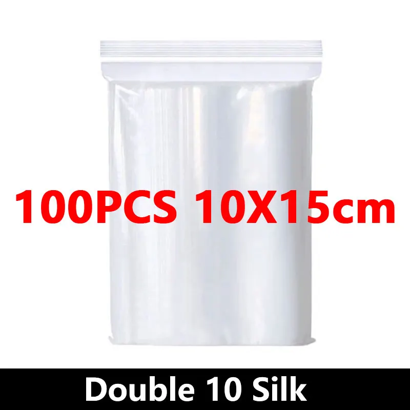 100Pcs Thicken Zipper Sealed Bags Clear Plastic Storage Bag for Small Jewelry Food Packing Reclosable Ziplock Sealing Bags image 3