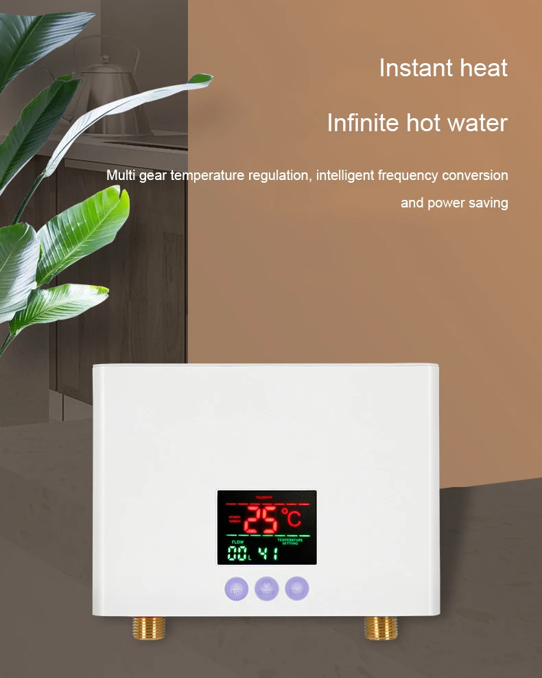 DMWD 110V/220V Instant Water Heater Bathroom Kitchen Wall Mounted Electric Water Heater LCD Temperature Display Remote Control