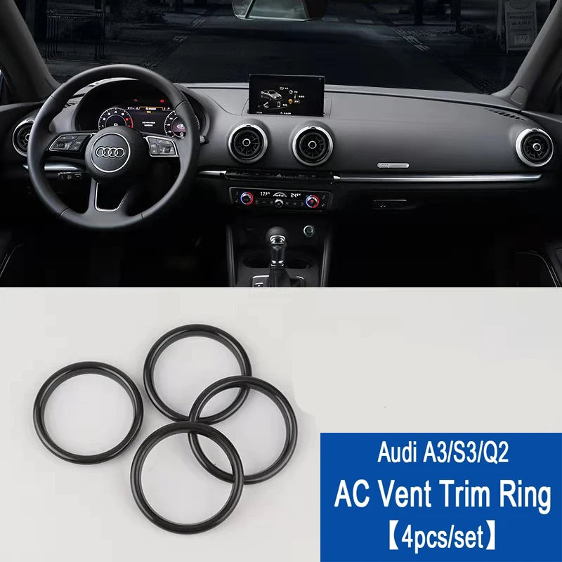 For Audi A3 8V 2013-2021 S3 RS3 Q2 SQ2 GAB Car Air Outlet Trim Cover Vent Decoration Ring Stickers Sline Quattro Car Styling