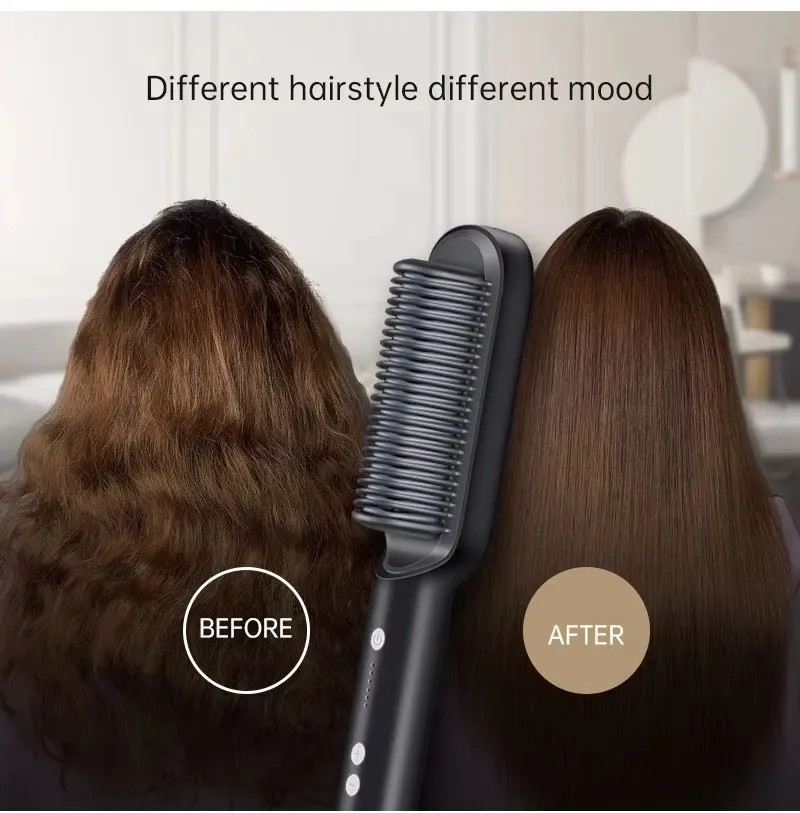 Professionelle Haarglätter Pinsel Flache Eisen Anti-Verbrühungen Anti-Frizz Keramik Haar Styling Werkzeuge Glättung Kamm Salon Hause