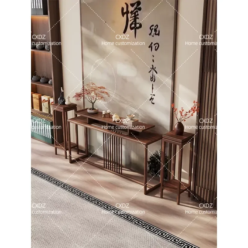 New Chinese Style North American Black Walnut Solid Wood Entrance Table Household Entryway Platform Zen Song Aesthetics