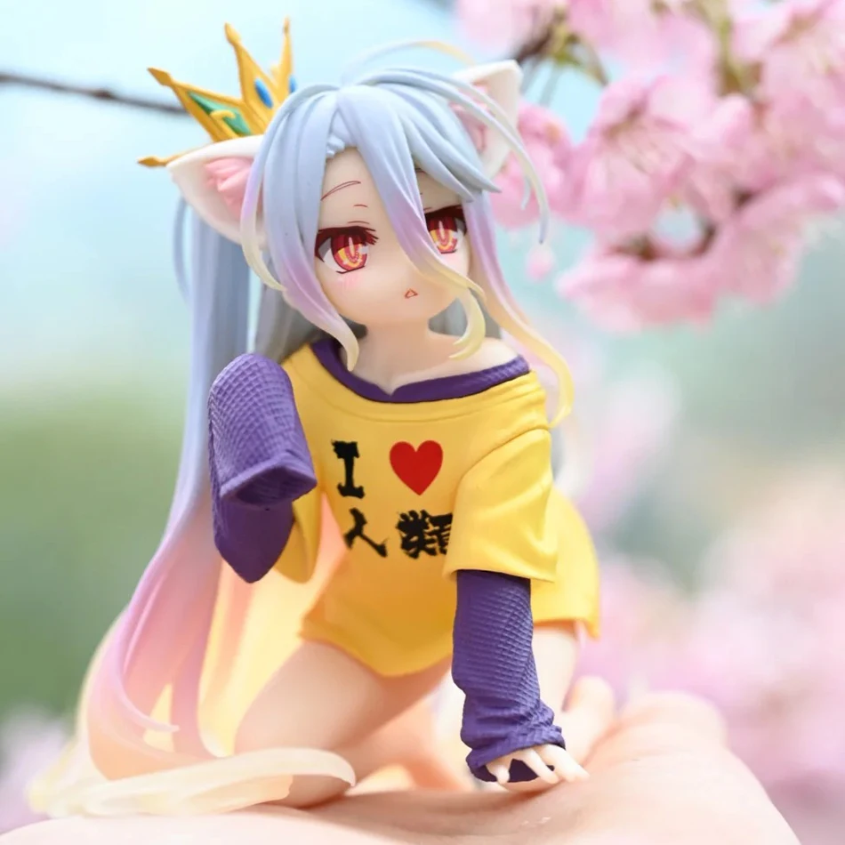 En Stock Nuevo y Popular No Game No Life Shiro Figura de Acción Coleccionable de PVC con Orejas de Gato, Modelo de Juguete Kawaii, Adorno para Habitación, Regalo