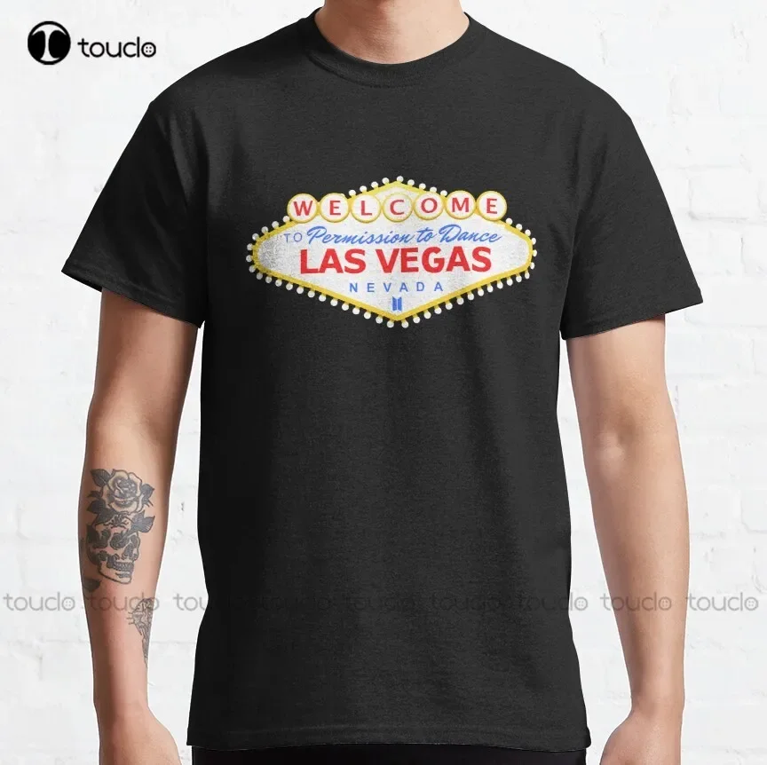 Permission To Dance Las Vegas Neon Sign Concert Classic T-Shirt Black Tshirts Fashion Creative Leisure Funny Harajuku T Shirts