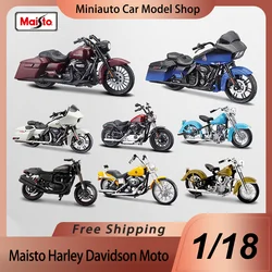 In Stock Maisto 1:18 Harley Davidson Motorcycle Series Alloy Miniature Diecast Model Road King Road Glide Moto Toys Kids Gift