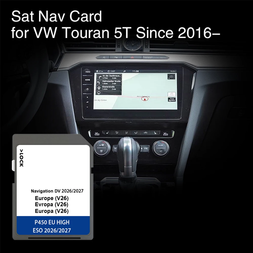 

Work for Volkswagen Touran 5T from 2016 Cover Europe UA UK Maps Tracking GPS 2026-2027 Navigation SD Card 64GB