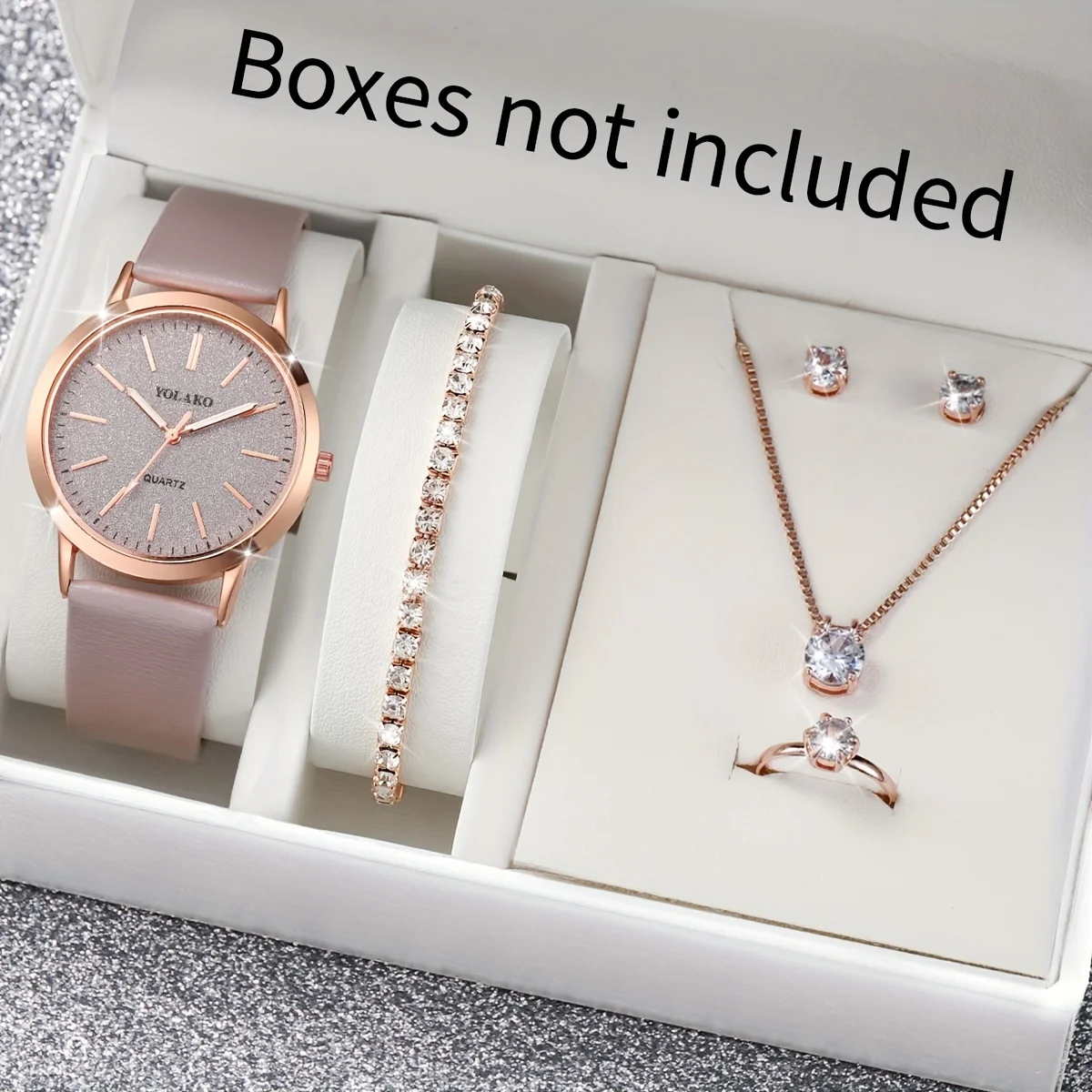 

Chic 6-Piece Women's Quartz Watch Set - Elegant Round Analog Display with PU Leather Band, Perfect Casual Gift for Her
