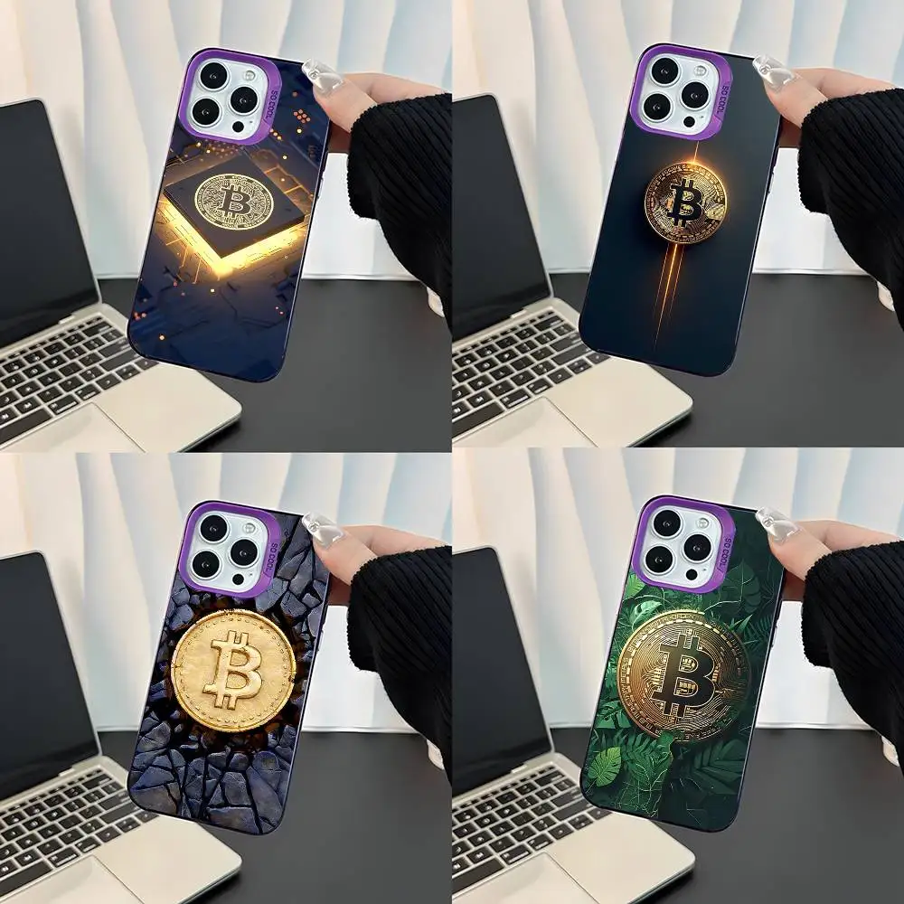 

Bitcoin Digital Currency For iPhone 17,16,15,14,13,12,11,Mini,Pro,E,SE4,XS,MAX Purple Shockproof Candy Matte Cover