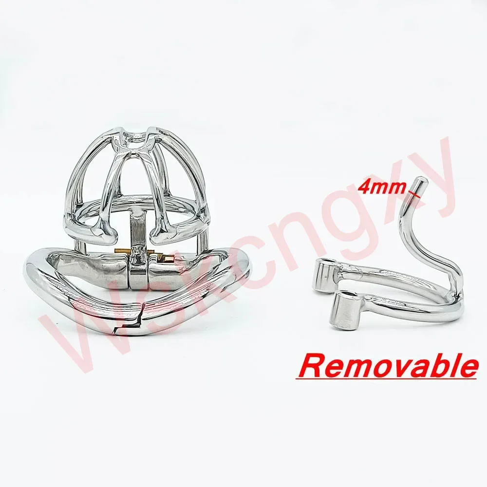 Stainless Steel Male Chastity Device With Removable PA Puncture Cock Cage Penis Ring Sex Toys For Men Erotic Urethral Lock