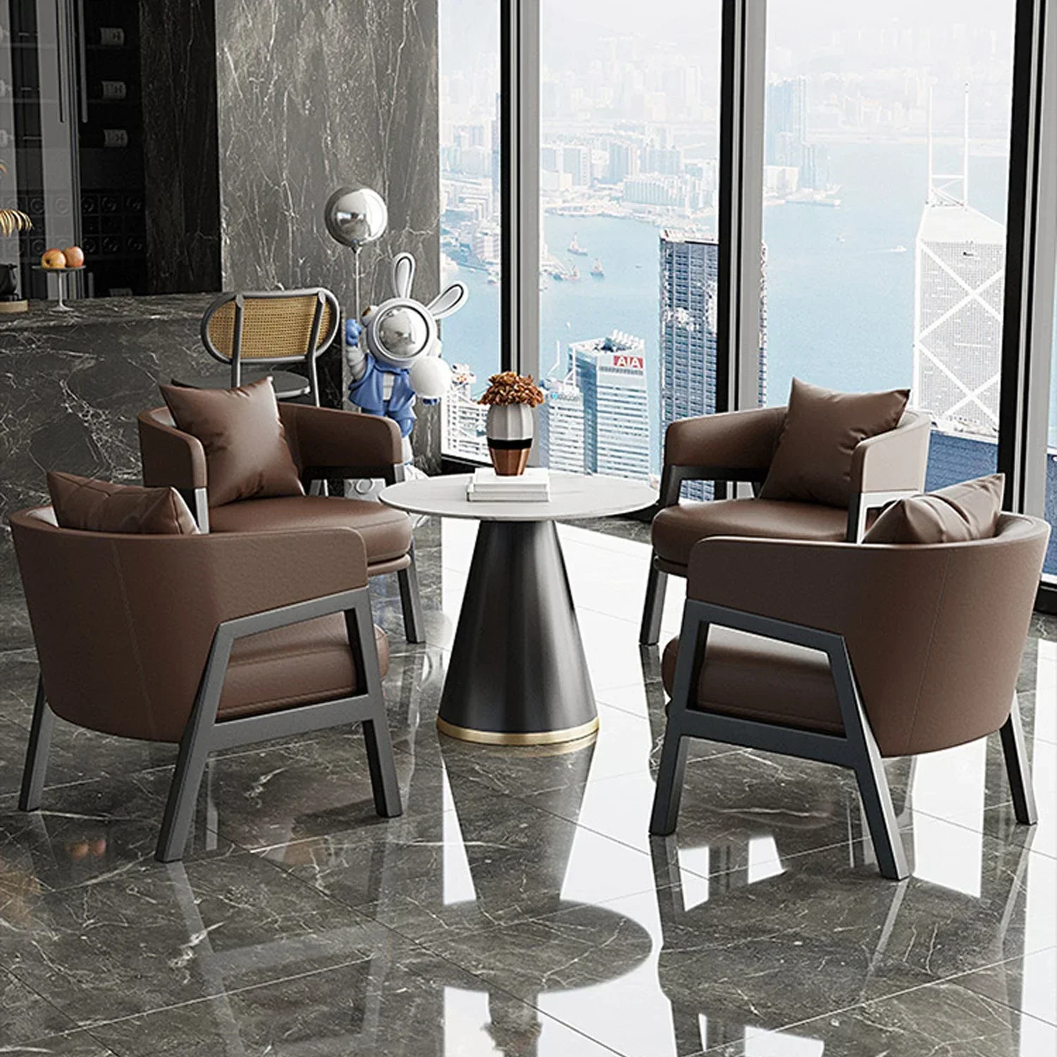 

l Итальянский минималистский дизайнер aSH из натуральной кожи из цельного дерева, кресло для отдыха, гостиная, удобное кресло, кресло