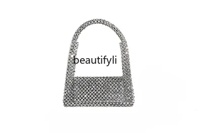 

Special-Interest Design Beaded Silver Mirror Underarm Bag New Fashion Portable Shoulder Bag