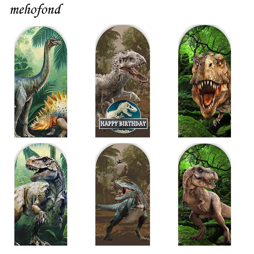 

Mehofond Custom 2-Sided Forest Dinosaur Theme Boys Birthday Party Baby Shower Covers Chiara Arch Background Decor Backdrop Photo