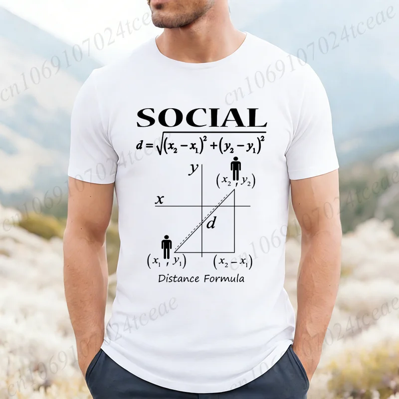 Funny Social Distancing Math Formula Sarcasm T Shirts Funny Graphic Y2k Tops Streetwear Short Sleeve Harajuku Humor Men T-shirt