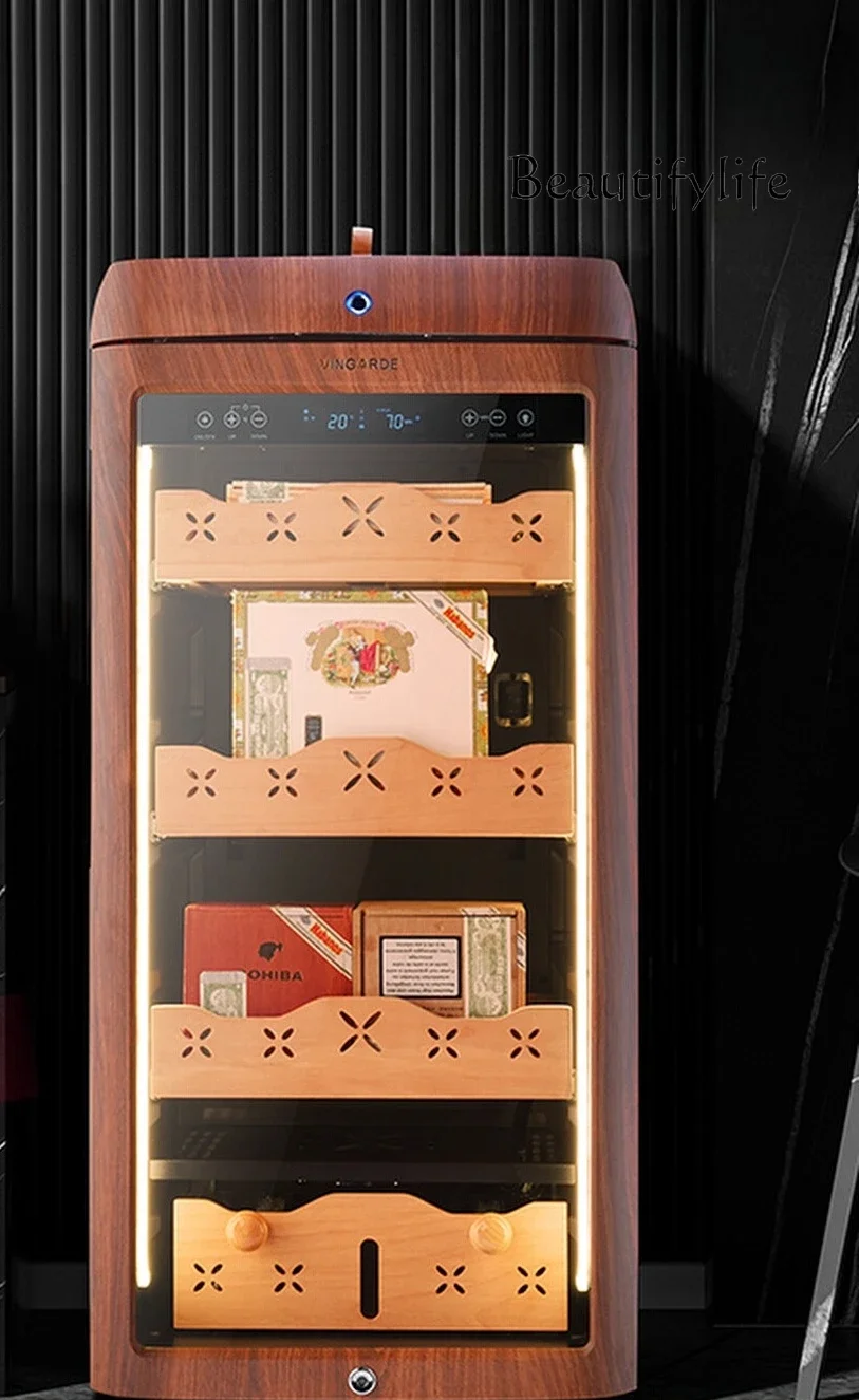 

kk Constant temperature and humidity cigar cabinet fingerprint lock ammonia wifi remote cedar wood moisturizing cabinet
