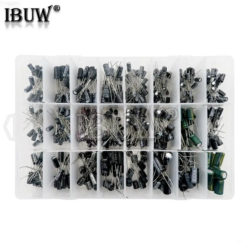

500PCS/lot 0.1UF-1000UF 24Values Aluminum Electrolytic Capacitors 16-50V mix Electrolytic capacitor Assorted kit and storage box