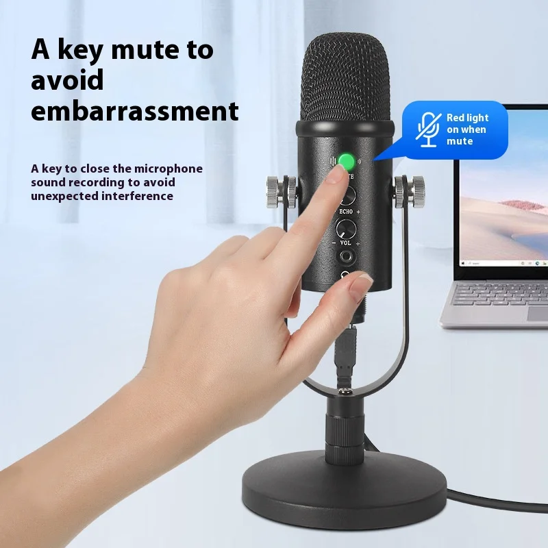 AOFO USB Condenser Microphone, Noise Reduction, High-Quality Sound for Streaming, Gaming, Podcasting