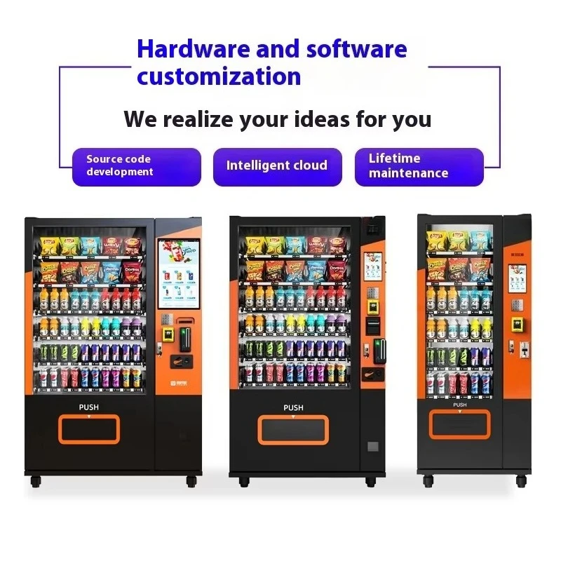 Customized 24-Hour Unmanned Intelligent Retail Vending Machine Snack & Beverage Refrigeration Free Installation-Free