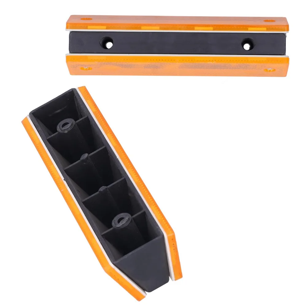 2PCS Durable Orange Reflective Road Plastic Highlight Highway Traffic Warning Facilities Rectangle Compact Reflective Plastic