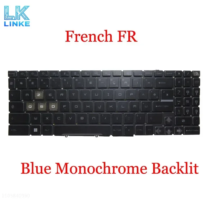 Blue Backlit FR KR TR Keyboard For MSI Katana GF66 12UE 12UC 12UD 12UDO 12UDK 12UEO 12UEK 12UGO 12UGK 12UGSZOK 12UGSO 12UGSK