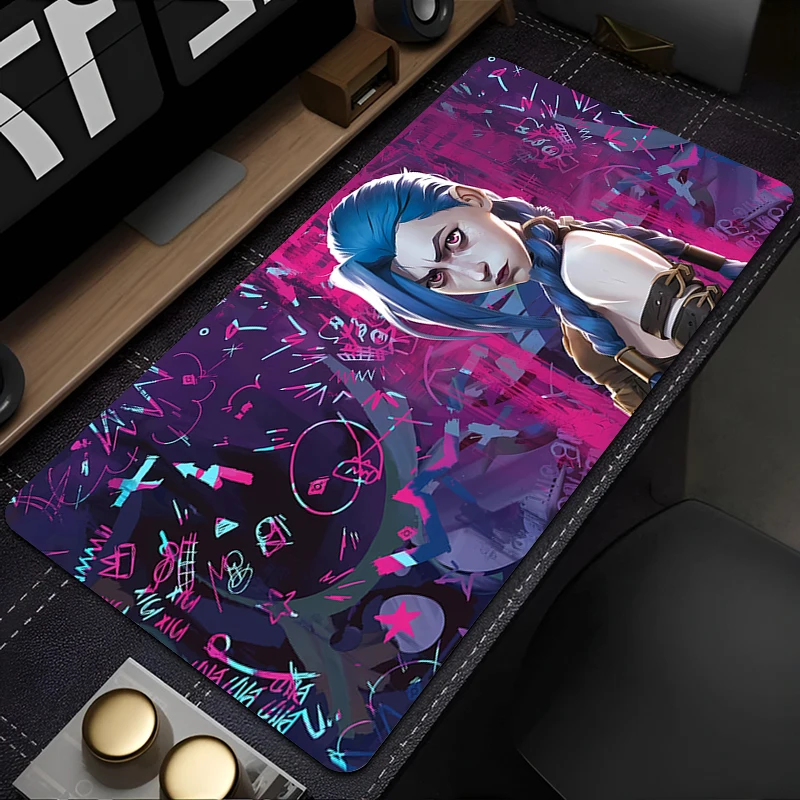 League of Legends Jinx Mousepad Arcane Gaming Accessories Large Mouse Pad Kawaii Anime Girl Desk Mat Keyboard PC Extended Carpet