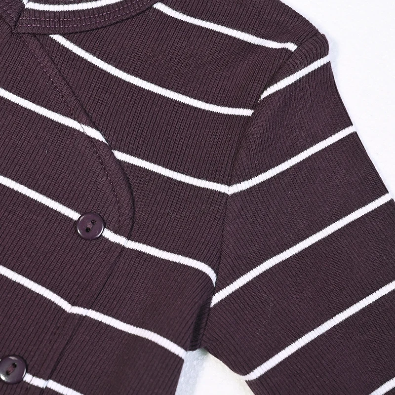 AA-Gestreifte Pyjamas für Kinder Jungen und Mädchen Zweiteiliges Set und Baby-Strampler Langarm Herbst/Winter Gerippte Baumwollkleidung – Detail 23