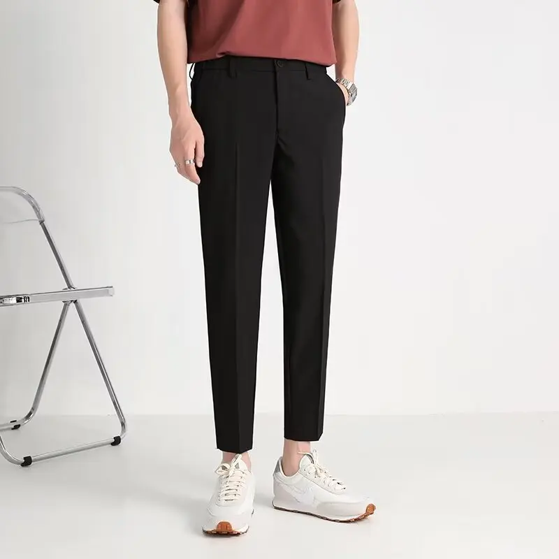 Men's Summer Business Formal Pants Solid Color Casual Korean Fit Suit Pants 2024 New Men's Wedding Social Pants Men Clothing Y2k