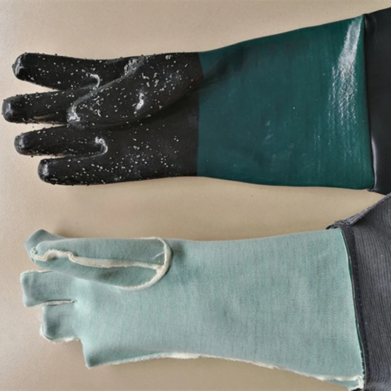 A003 2Pair Durable Rubber Sandblasting Gloves 60Cm Heavy Duty Working Protective Sandblaster Gloves