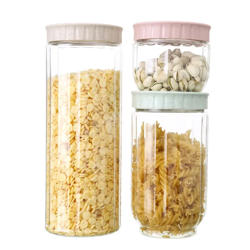 Kitchen Transparent Food Storage Container With Lids Durable Seal Pot Cereal Grain Bean Rice Sealed Plastic Milk Powder Jar