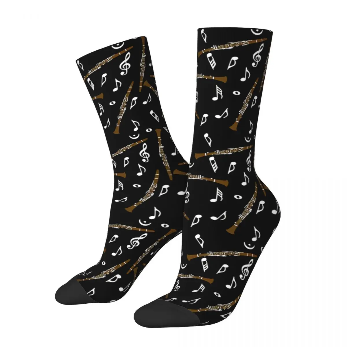 Happy Vintage Clarinet Music Note Crazy Męskie skarpetki unisex Music Note Harajuku Pattern Printed Funny Crew Sock Boys Gift