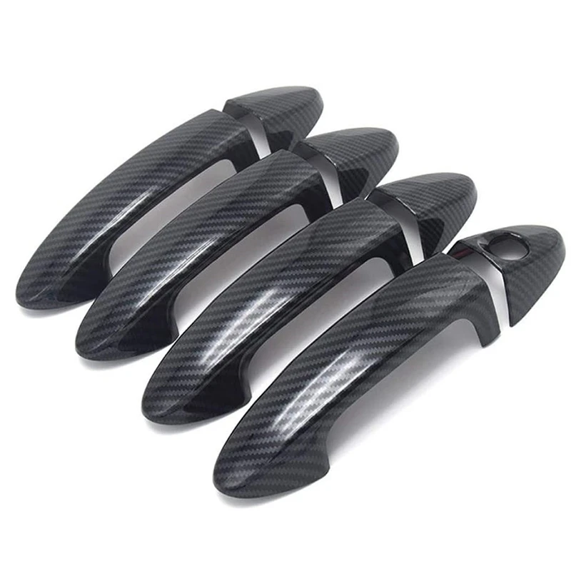 

AD05-Car Exterior Door Handle Cover Sticker for Ford Fiesta 2009 2010 2011 2012 Accessories, Carbon Fiber