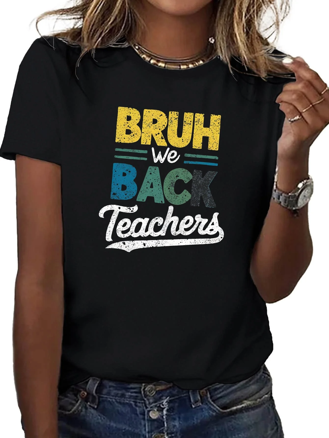 BRUH WE BACK Teachers pure cotton women's T-shirt Comfort Fit