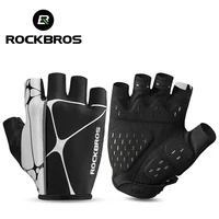 ROCKBROS guantes de ciclismo medio dedo a prueba de golpes transpirables MTB guantes de bicicleta de carretera hombres mujeres ropa deportiva equipo de bicicleta resistente