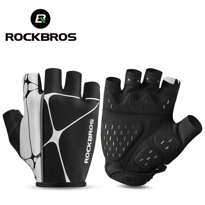 ROCKBROS Rękawiczki rowerowe Half Finger Odporne na wstrząsy Oddychające Rękawiczki rowerowe MTB Road Mężczyźni Kobiety Odzież sportowa Odporny sprzęt rowerowy