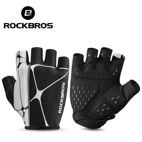 ROCKBROS guantes de ciclismo medio dedo a prueba de golpes transpirables MTB guantes de bicicleta de carretera hombres mujeres ropa deportiva equipo de bicicleta resistente