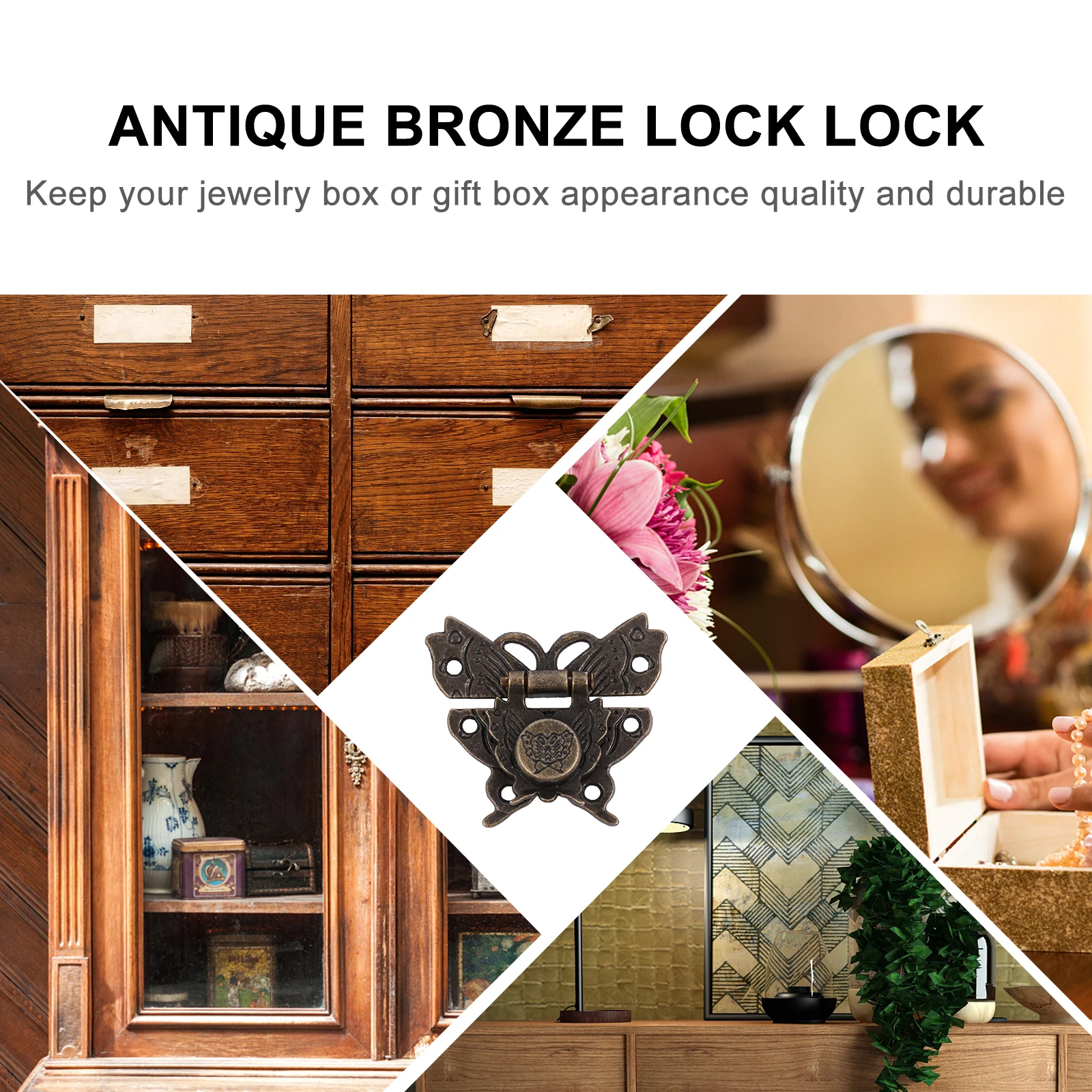

2pcs Retro Butterfly Latch Vintage Style Clasp Decorative Box Lock Concealed Hardware For Jewelry Gift Wine Cabinet Chests Zinc