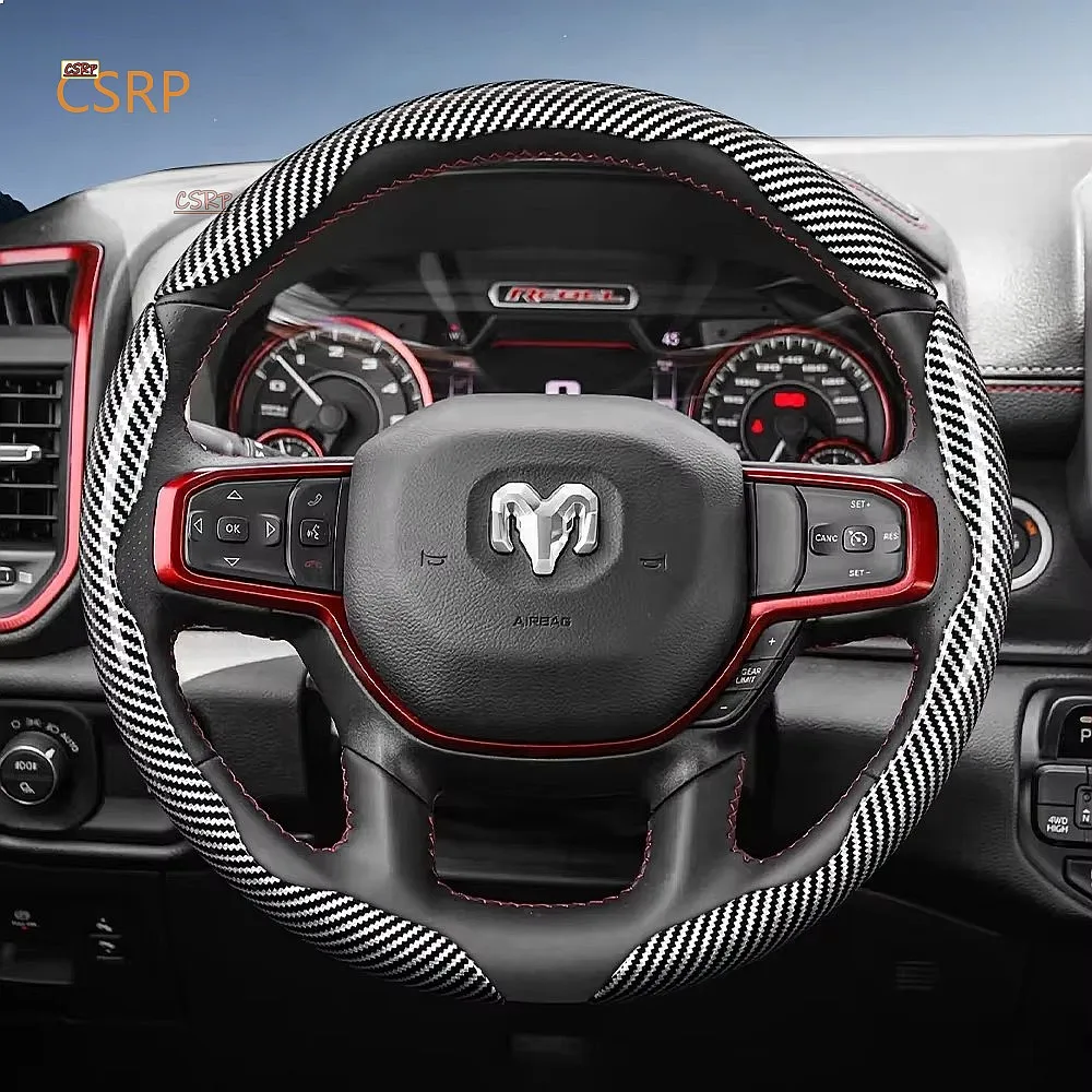 Suitable for Ram Carbon Fiber Texture Steering Wheel Cover with Segmented Quick-Release Design, Durable, for Pickup Promaster