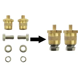 1 Pair Battery Terminal Connector Battery Pole Adapter Brass M6 Thread Positive Negative Battery Post Connector Terminal Adapter