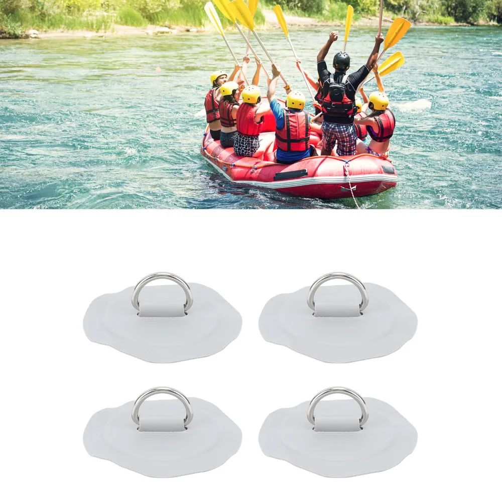 4PCS Durable 3.1 Inch D Ring Patch Round Lightweight Inflatable Boat D Ring Kayak D Ring for Kayak