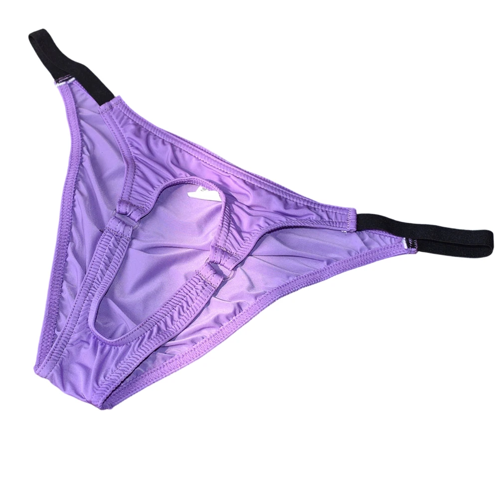 Men's Panties No Cover Mens Underwear For Man Hollow Out Briefs Ice Silk Japanese Thongs Gay Sissy Low Waist Elastic Underpants