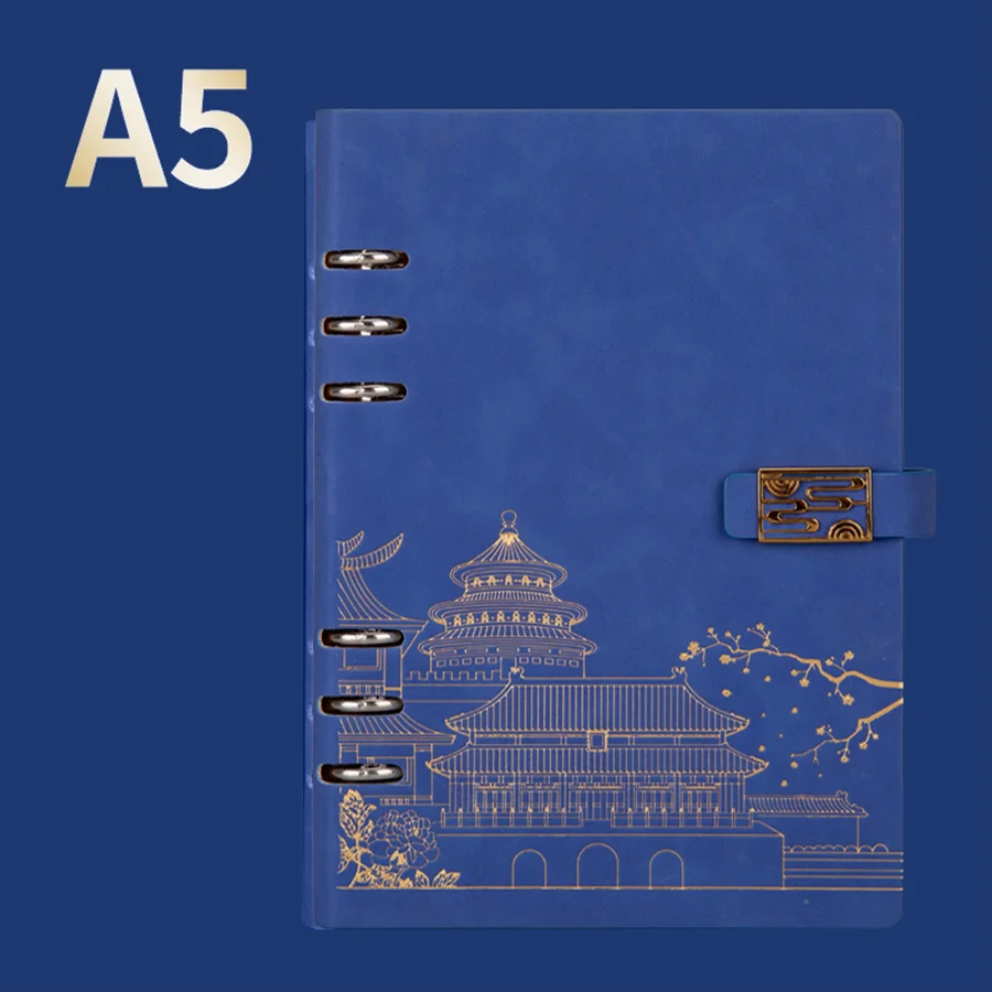 1pc mehrfarbiges elegantes a5 Kunstleder tagebuch, Hardcover-Loseblatt-Notizbuch-perfekt für Büro, Studenten – Detail 6