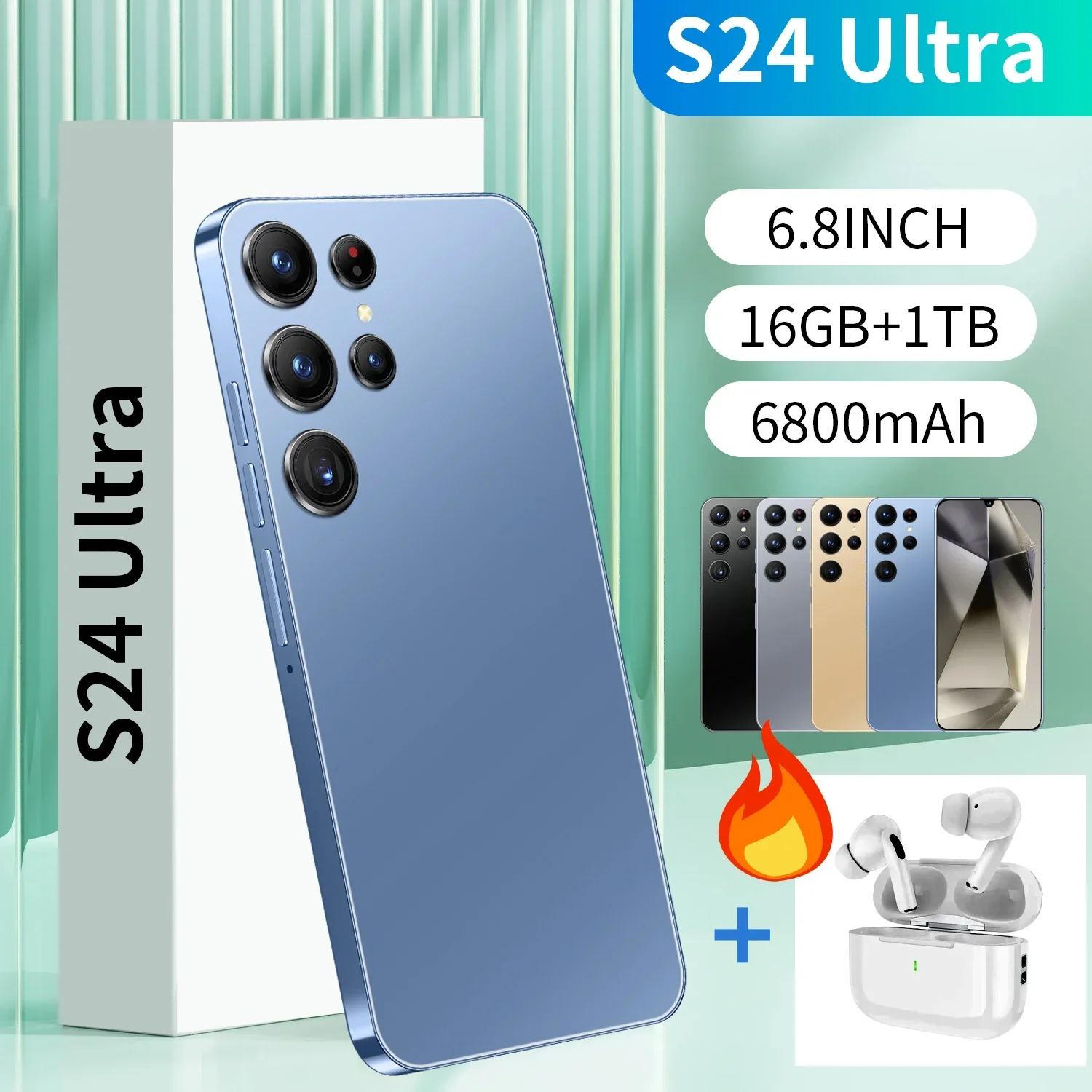 

S24 Ultra New Smartphone 5G 6.8-inch High-definition Android 13 Snapdragon 8 Gen2 10core Dual SIM Phone 6800mAh Unlocking Phone